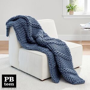 Pottery Barn Teen Super Chunky Knit Throw- Denim